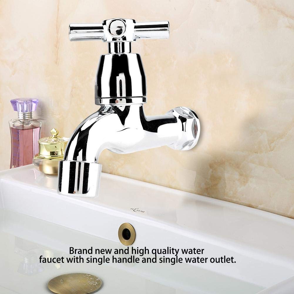 Nikou Kitchen Sink Faucet, ABS Water Faucet Washing Machine Sink Basin Cold Water Tap with Single Spout & Handle (Size : #3 Cross Handle)