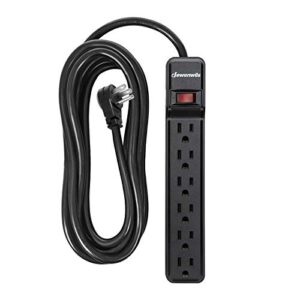 dewenwils 25ft power strip surge protector, 6-outlet strips with low profile flat plug, 15 amp circuit breaker, 500 joules, wall mount, ul listed