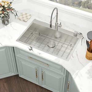 33 Drop In Sink - Kichae 33x22 Kitchen Sink Drop-in Topmount Single Bowl 16-Gauge Stainless Steel Kitchen Sinks Basin
