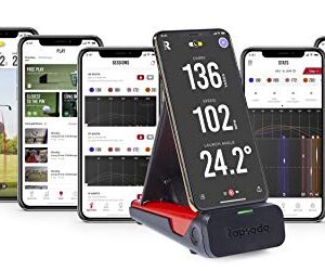 Rapsodo Mobile Launch Monitor for Golf Indoor and Outdoor Use with GPS Satellite View and Professional Level Accuracy, iPhone & iPad Only,Black/Red