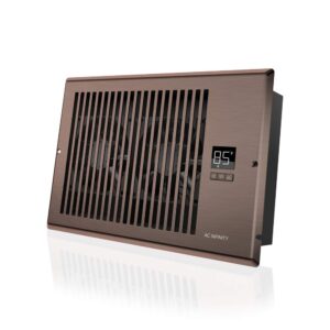 ac infinity airtap t6, quiet register booster fan with thermostat 10-speed control, heating cooling ac vent, fits 6" x 10" register holes, bronze