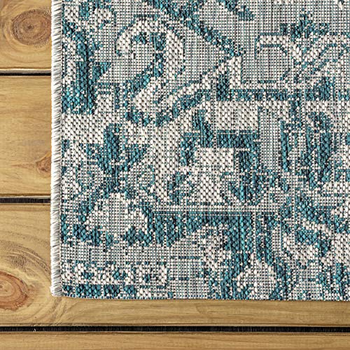 JONATHAN Y SMB105C-4 Estrella Bohemian Medallion Textured Weave Indoor/Outdoor Teal/Gray 4 ft. x 6 ft. Area-Rug, Coastal,Easy-Cleaning,HighTraffic,LivingRoom,Backyard, Non Shedding