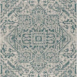 JONATHAN Y SMB105C-4 Estrella Bohemian Medallion Textured Weave Indoor/Outdoor Teal/Gray 4 ft. x 6 ft. Area-Rug, Coastal,Easy-Cleaning,HighTraffic,LivingRoom,Backyard, Non Shedding