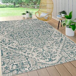 JONATHAN Y SMB105C-4 Estrella Bohemian Medallion Textured Weave Indoor/Outdoor Teal/Gray 4 ft. x 6 ft. Area-Rug, Coastal,Easy-Cleaning,HighTraffic,LivingRoom,Backyard, Non Shedding