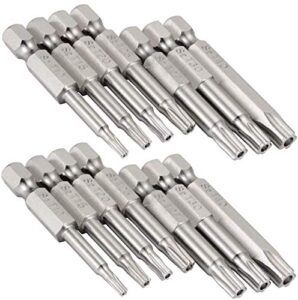 yakamoz 2 set of 7pcs 1/4" hex shank magnetic 5 point security star torx screwdriver bits set | t10-t40, 2-inch length