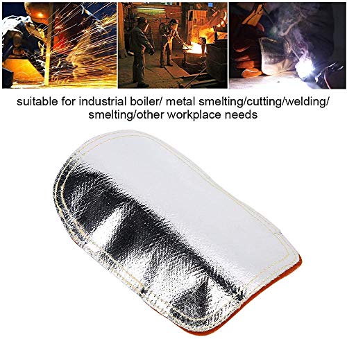 Dioche High Temperature Hand Guard Shield, Anti High Heat Transfer Flow Hand Guard Gloves Heat Shield Split Leather Leather Aluminized Back Weld Hand Pad