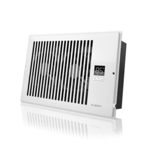 ac infinity airtap t6, quiet register booster fan with thermostat 10-speed control, heating cooling ac vent, fits 6” x 10” register holes, white