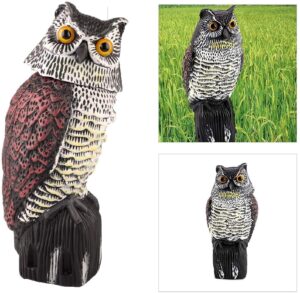 cleycye fake owl scarecrow sculpture with rotating head for outdoor garden yards