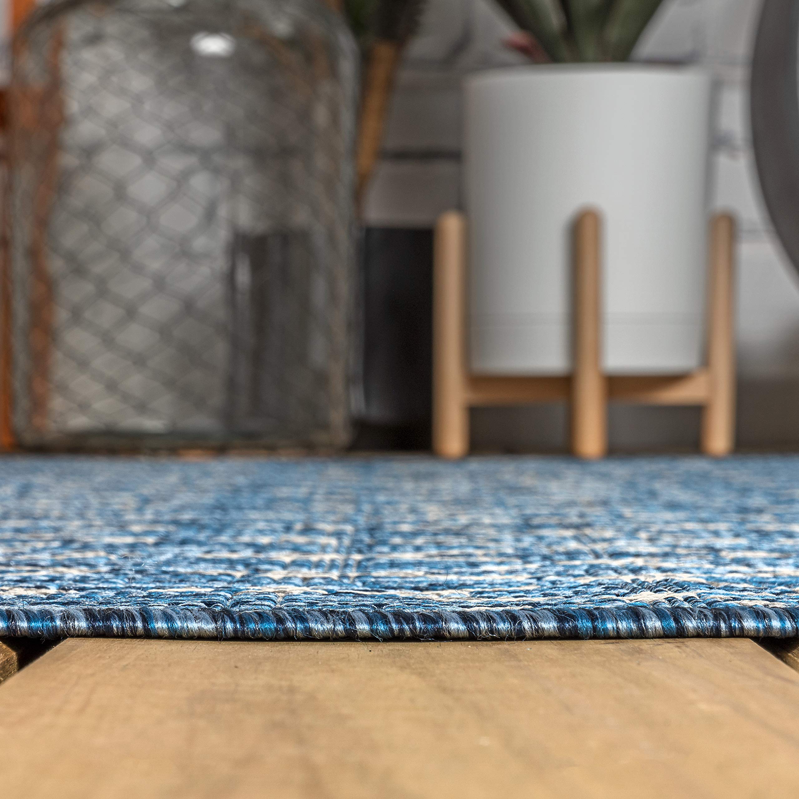 JONATHAN Y SMB108B-3 Ourika Moroccan Geometric Textured Weave Indoor Outdoor -Area Rug, Bohemian, Rustic, Scandinavian Easy-Cleaning,Bedroom,Kitchen,Backyard,Patio,Non Shedding, Navy/Light Gray, 3 X 5