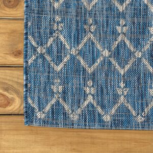 JONATHAN Y SMB108B-3 Ourika Moroccan Geometric Textured Weave Indoor Outdoor -Area Rug, Bohemian, Rustic, Scandinavian Easy-Cleaning,Bedroom,Kitchen,Backyard,Patio,Non Shedding, Navy/Light Gray, 3 X 5