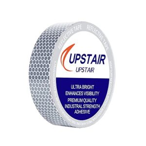 upstair 1in x 5yds high-intensity reflective tape for vehicles bikes clothes helmets mailboxes,silver & white (1‘’x15’)