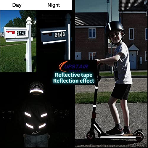 Upstair 1in x 5yds High-Intensity Reflective Tape for Vehicles Bikes Clothes Helmets Mailboxes,Silver & White (1‘’x15’)