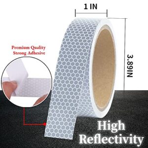 Upstair 1in x 5yds High-Intensity Reflective Tape for Vehicles Bikes Clothes Helmets Mailboxes,Silver & White (1‘’x15’)