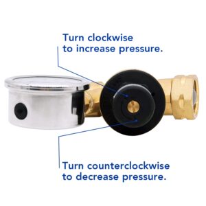 Accumeter 3/4 Lead-Free Water Pressure Regulator Brass Water Valve with Gauge, Adjustable Pressure Reducer for RV Camper, Build in Oil, NH Thread