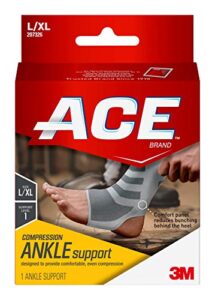 ace brand compression ankle support, large/extra large, gray, 1/pack