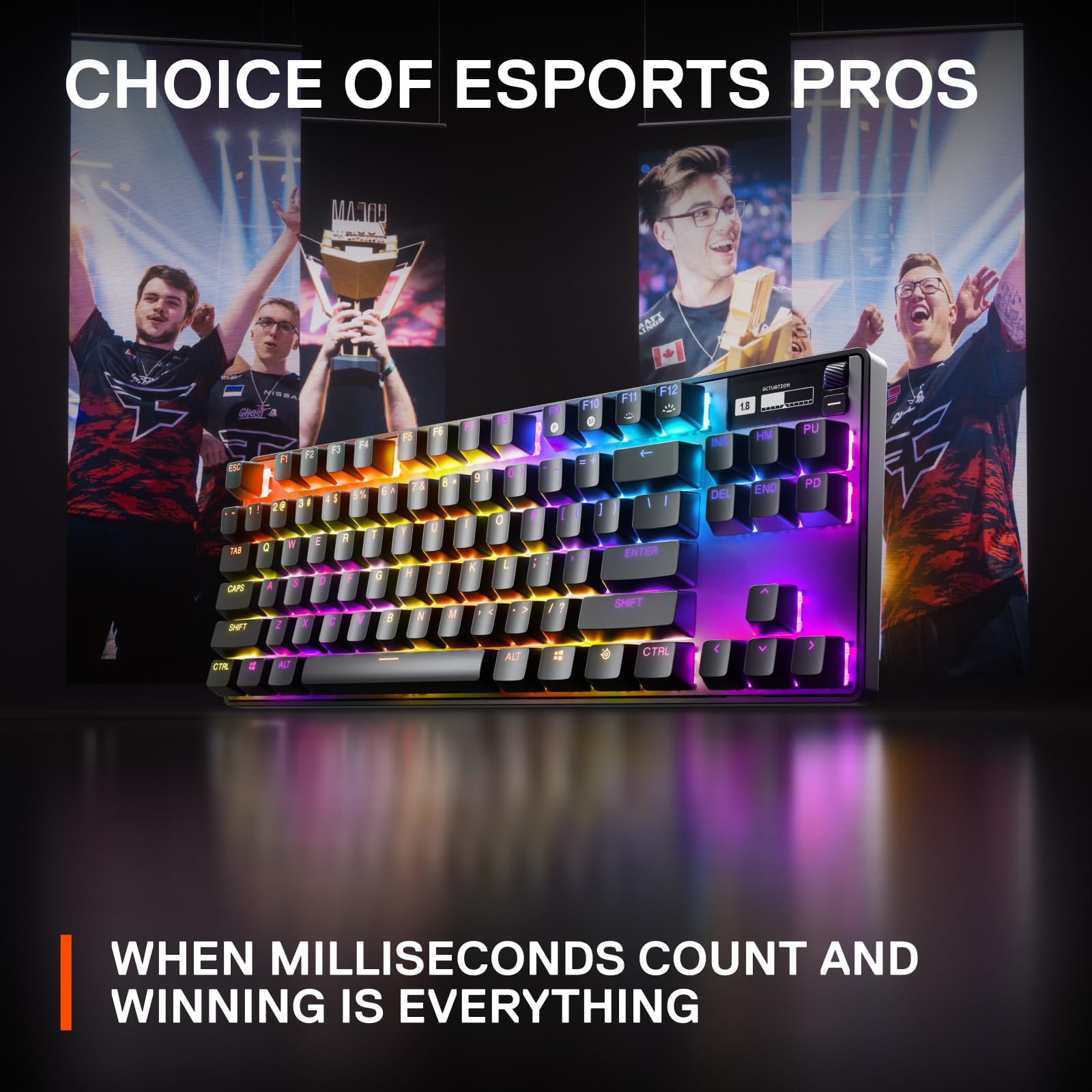 SteelSeries Apex Pro TKL HyperMagnetic Gaming Keyboard - World's Fastest Keyboard - Adjustable Actuation - Esports Tenkeyless - OLED Screen - RGB - PBT Keycaps - USB-C