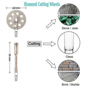 Cutting Wheels for Rotary Tool, Diamond Metal Wood Cutting Wheels and Drill Cutting Disc with 1/8" Shank and Resin Cutting Off Wheels with Mandrels for Wood Metal DIY Craft