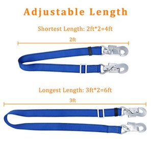 NTR Fall Protection Lanyard, Safety Lanyard Fall Protection,Safety Belt Adjustable,from 4-Feet to 6-Feet Outdoor Tree Climbing Belt Restraint Lanyards With Large Snap Hooks