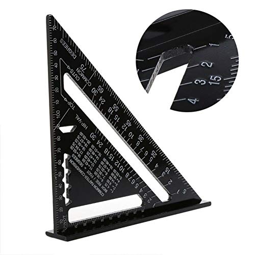 SENRISE Aluminum Alloy Triangle Ruler, 7" Triangle Protractor Roofing Square Scale High Precision Measuring Tool for Engineer Carpenter