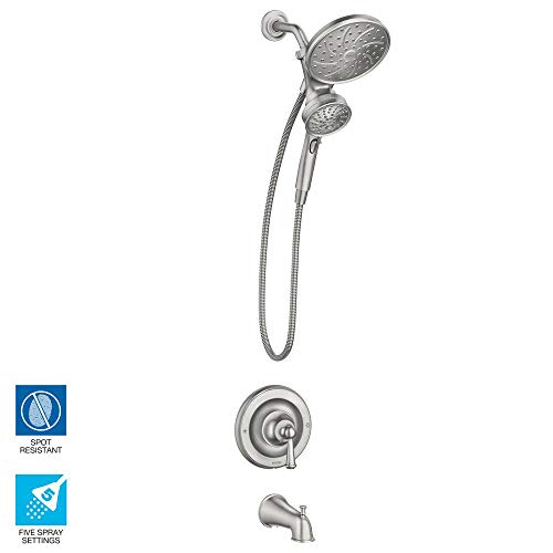 Moen 82611SRN Brecklyn Posi-Temp Tub/Shower with Magnetix Combination Rainshower and Handheld Shower