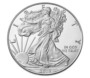 2019 - american silver eagle .999 fine silver with our certificate of authenticity dollar uncirculated us mint