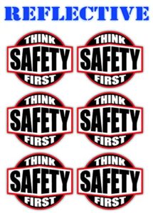 6 pack | reflective think safety first hard hat stickers | motorcycle | welding biker helmet decals | laborer | foreman | welder, lineman, driller, dredger, construction vinyl decal