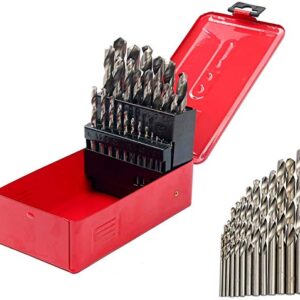 38pcs Twist High Speed Steel Drill Set Drilling Bit Metal Metric Tool 1-13mm, 118 Degree Split Point Angle, with Metal Case, HSS Drill Bit