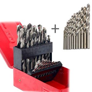 38pcs Twist High Speed Steel Drill Set Drilling Bit Metal Metric Tool 1-13mm, 118 Degree Split Point Angle, with Metal Case, HSS Drill Bit