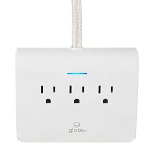 GLOBE Designer Series 3-Outlet USB Surge Protector Desktop Power Strip, 4x USB Ports, 3 Grounded Outlets, 6ft Fabric Power Cord, Reset Button, White Finish,78428