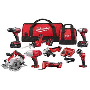 milwaukee m18 cordless combo kit 8-tool with three and charger