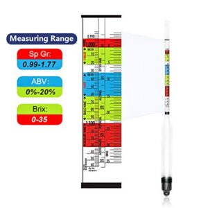 Circrane Hydrometer & Glass Test Jar Set, Triple Scale Alcohol Hydrometer with Glass Cylinder for Brew Beer, Wine, Mead and Kombucha, ABV, Brix and Gravity Test Kit, Home Brewing Supplies