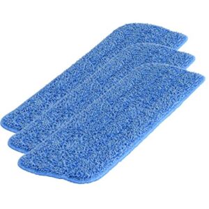 microfiber wholesale™ 18 inch microfiber mop pads - machine washable, reusable, refills & replacement wet mop heads compatible with any microfiber flat mop system (3 pack)