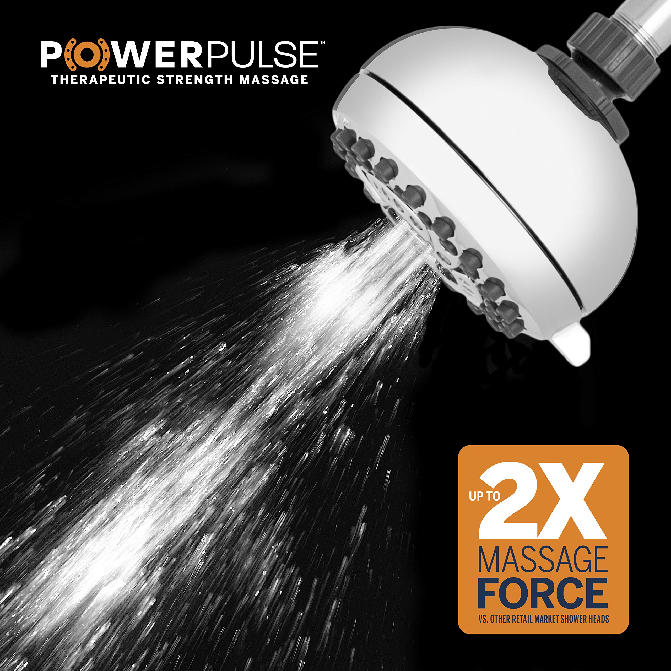 Waterpik Shower Head High Pressure PowerPulse Therapeutic Massage 7-Mode, 1.8 GPM, Chrome 1.8 GPM, XRO-733E
