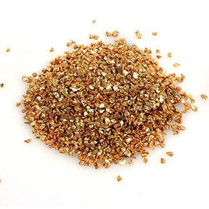 Alan Stone High Luster Reflective Fire Glass Gravel,Fire Gems,Fire Drops,Fire Glass Pebbles Stones Beads Chips for Fire Pit Fish Tank Aquarium Garden,3-6mm 305g/0.67lb (Golden)