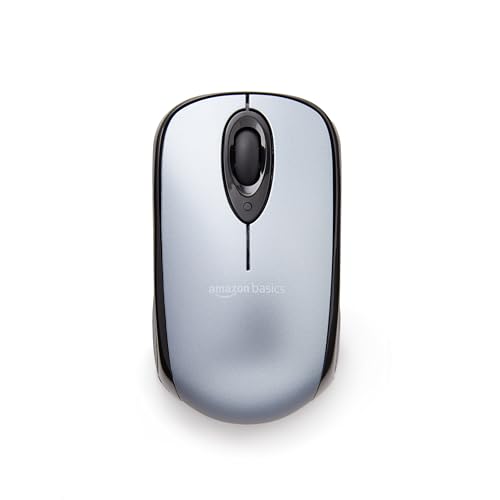 Amazon Basics 2.4 Ghz Wireless Optical Computer Mouse with USB Nano Receiver, Silver, 5 Pack