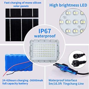 300W LED Solar Flood Lights,24000Lumens Street Flood Light Outdoor IP67 Waterproof with Remote Control Security Lighting for Yard, Garden, Gutter, Swimming Pool, Pathway, Basketball Court, Arena