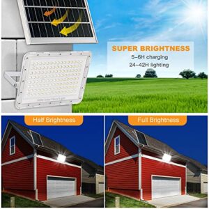 300W LED Solar Flood Lights,24000Lumens Street Flood Light Outdoor IP67 Waterproof with Remote Control Security Lighting for Yard, Garden, Gutter, Swimming Pool, Pathway, Basketball Court, Arena