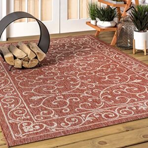 JONATHAN Y SMB106B-3 Charleston Vintage Filigree Textured Weave Indoor/Outdoor Red/Beige 3 ft. x 5 ft. Area-Rug, Classic,Easy-Cleaning,HighTraffic,LivingRoom,Backyard, Non Shedding