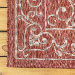 JONATHAN Y SMB106B-3 Charleston Vintage Filigree Textured Weave Indoor/Outdoor Red/Beige 3 ft. x 5 ft. Area-Rug, Classic,Easy-Cleaning,HighTraffic,LivingRoom,Backyard, Non Shedding
