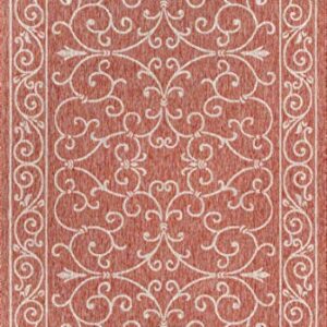 JONATHAN Y SMB106B-3 Charleston Vintage Filigree Textured Weave Indoor/Outdoor Red/Beige 3 ft. x 5 ft. Area-Rug, Classic,Easy-Cleaning,HighTraffic,LivingRoom,Backyard, Non Shedding