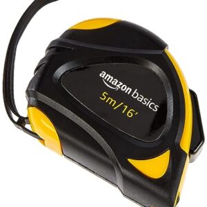 Amazon Basics Self-Locking Tape Measure - 16-Feet (5-Meters), Inch/Metric Scale, MID Accuracy