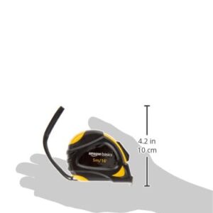 Amazon Basics Self-Locking Tape Measure - 16-Feet (5-Meters), Inch/Metric Scale, MID Accuracy