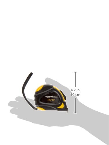 Amazon Basics Self-Locking Tape Measure - 16-Feet (5-Meters), Inch/Metric Scale, MID Accuracy