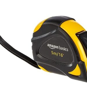 Amazon Basics Self-Locking Tape Measure - 16-Feet (5-Meters), Inch/Metric Scale, MID Accuracy