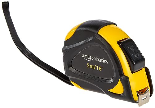 Amazon Basics Self-Locking Tape Measure - 16-Feet (5-Meters), Inch/Metric Scale, MID Accuracy