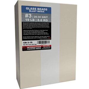 #3 glass beads - 19 lb or 8.6 kg - blasting abrasive media (very coarse) 20-30 mesh or grit - spec no 3 for blast cabinets or sand blasting guns - large beads for peening and finishing