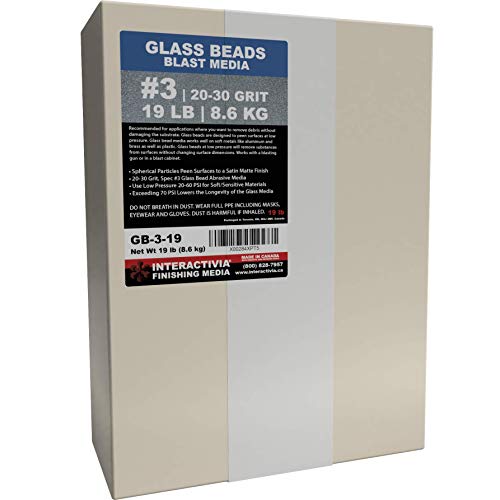 #3 Glass Beads - 19 lb or 8.6 kg - Blasting Abrasive Media (Very Coarse) 20-30 Mesh or Grit - Spec No 3 for Blast Cabinets Or Sand Blasting Guns - Large Beads for Peening and Finishing