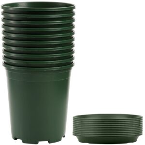 fasmov 10pcs 1 gallon durable nursery pot garden flower pots nursery plant container kit with 10 pcs matching pallets