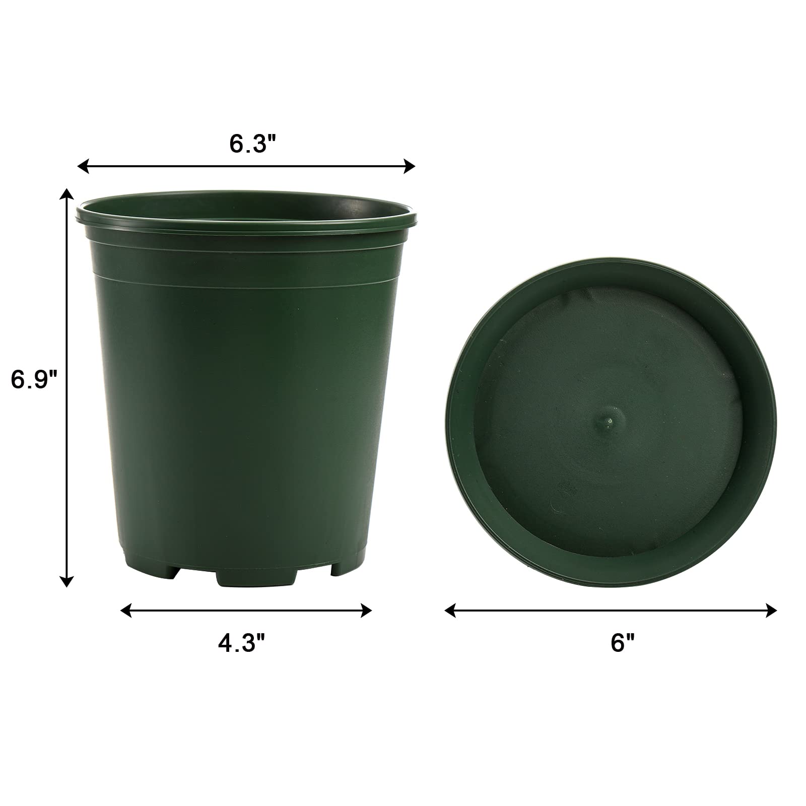 Fasmov 10PCS 1 Gallon Durable Nursery Pot Garden Flower Pots Nursery Plant Container Kit with 10 Pcs Matching Pallets