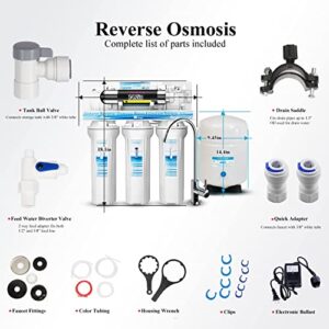 Geekpure 6 Stage Reverse Osmosis Drinking Water Filter System with UV Filter-75GPD